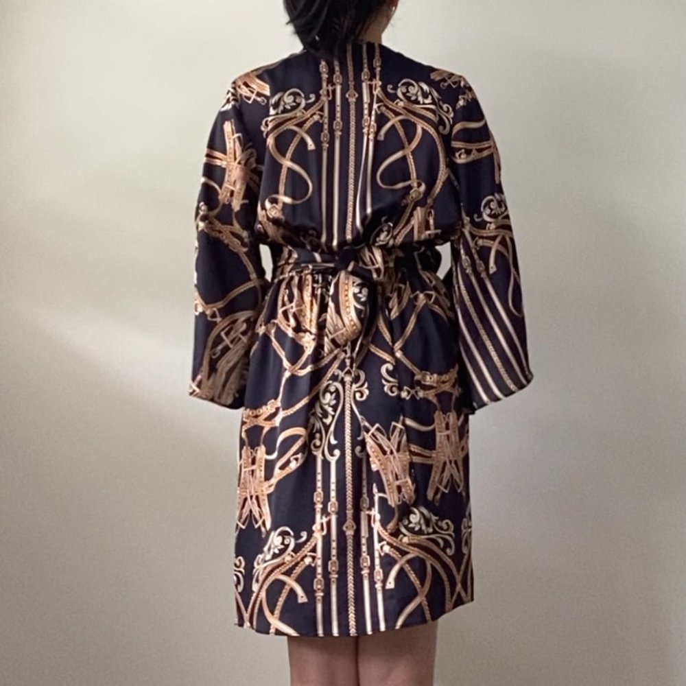 Sheike Black and Gold Wrap Dress - Picture 3 of 8